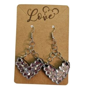 Iridescent Love Hearts Drop Earrings